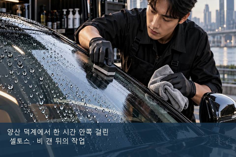 양산 덕계에서 한 시간 안쪽 걸린 셀토스 · 비 갠 뒤의 작업